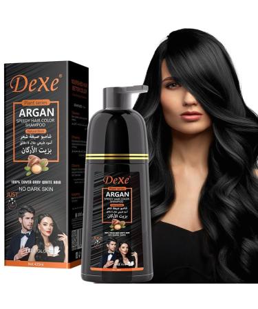 Shampoing instantan pour cheveux noirs 420ml - Shampoing de coloration semi-permanente pour cheveux naturels dure 30 jours formule action rapide pour hommes et femmes (Natural Black 420ML) Natural Black 420 ml (Lot de 1)