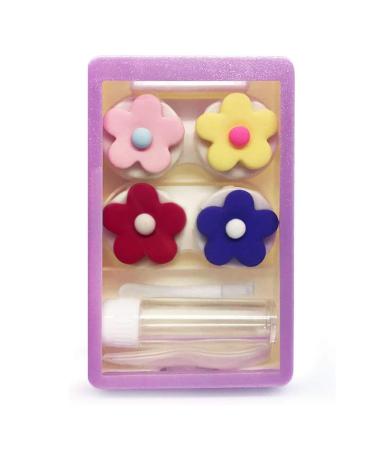 LCFALO Contact Lens Case Travel Solution Organizer Cases with Embroidery Tool Set Portable Cute Eye Contact Lens Case