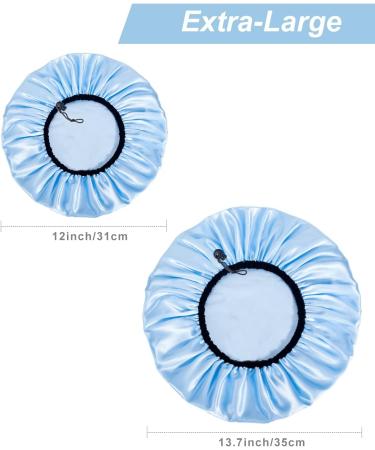 Auban Reusable Shower Cap for Women | Waterproof Satin Exterior | EVA Lining | Extra Large & Adjustable Hair Cap | 3 Colors (Blue, Pink, Green) - Buy Online on GoSupps.com