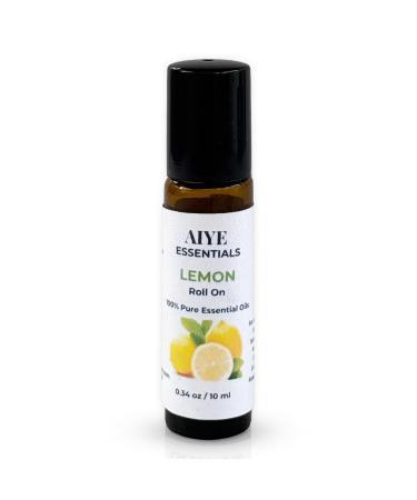 AIYE Essentials Pure Lemon Roll-On 100% Pure Essential Oil 0.34 oz Portable Wellness for Skin Sleep and Relaxation with Easy Application