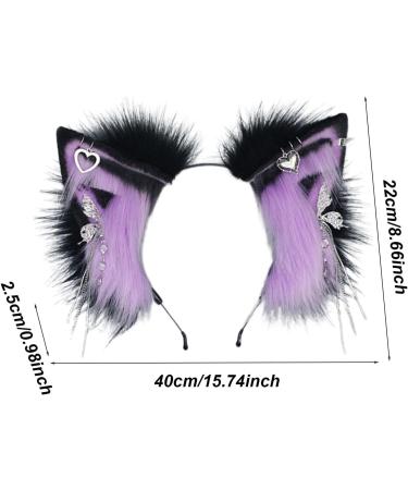 Wontool Animal Ears Headband - Cosplay Animal Ear Headband for Women Plush Cosplay Decoration for School Plays Theater Costumes Stage Shows and Dances Purple - Buy Online on GoSupps.com