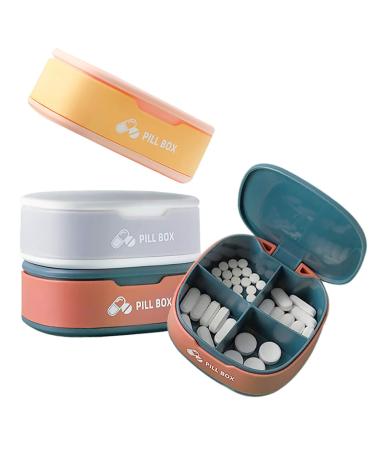 Pill Organizer Portable Pill Case Small Pill Box for Purse or Pocket Daily Pill Box Organizer 4 Times a Day for Vitamins Medicine Supplement (3 PCS)