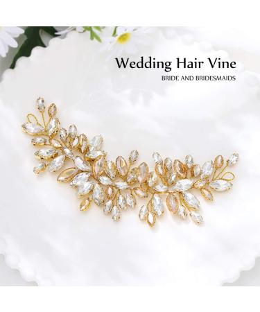 Jakawin Bride Crystal Wedding Hair Vine - Gold Rhinestone Bridal Headpiece for Women & Girls - Buy Online on GoSupps.com