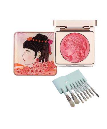 Embossed Smooth Powder Blush Palette For Cheeks Embossed Girl Blush for Cheeks Matte Face Powder Blush Palette Powder Blush Palette Makeup Blush Face Matte Blush Palette (Pink)