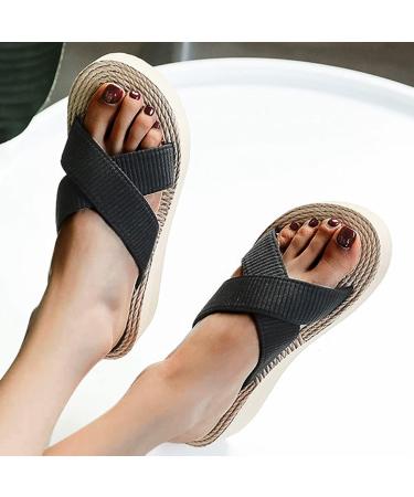 HSYHKDSY Women's Wedge Heel Plateaus Sandals - Elegant Glittering Summer Shoes for Vacation - Comfortable Casual Footwear in Black (5.5 UK) - Buy Online on GoSupps.com