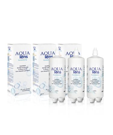 Aqua lens contact lens fluidness 3x360ml - 1080ml + 3 container - Premium all -in -one combination solution for soft contact lenses with HPMC 1080 ml