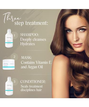 AMAZONICA BELEZA Argan Oil Hair Care Set | Moisturizing Shampoo Conditioner & Mask for Dry Hair | Hydrate & Repair | 10.1 Oz Each - Buy Online on GoSupps.com