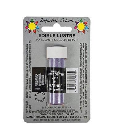 Sugarflair Heather Edible Lustre Glitter Add a Lustrous Shine to Cakes or Decorations. Brush On or Add Rejuvenator to Create Eye-Catching Edible Paint - 2g