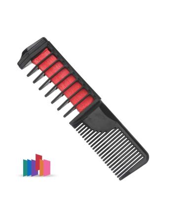 Maydear Temporary Hair Chalk Comb-Non Toxic Washable Hair Color Comb for Hair Dye-Safe for Kids for Party Cosplay DIY - Red