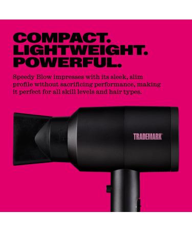 Trademark Beauty Speedy Blo Hair Dryer Professional Strength Blow Dryer with Diffuser & 2 Concentrator Nozzles Faster Dry Time Compact Lightweight and Durable Pink - Buy Online on GoSupps.com