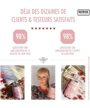 Super-Gummies Belle Peau - With Hyaluronic Acid & Nettle - Promotes Sharper Skin - 100% French & Organic Plants - 1 Month Cure - 60 gummies - Made in France Nutrivie - Buy Online on GoSupps.com
