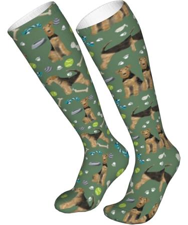 Airedale Terrier Toys Compression Socks 15 20 mmHg for Running & Cycling - Med Green - Best Support for Men & Women - Buy Online on GoSupps.com