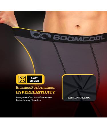 Buy Boomcool Men's Compression Pants - XXL Black/Gray Running Trousers with Pockets for Fitness Gym Yoga & Cycling | International Shipping Available - Buy Online on GoSupps.com