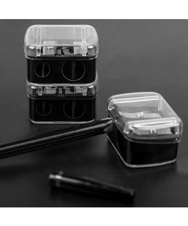 Dual Cosmetic Pencil Sharpener for Makeup Liner with Stainless Steel Blades - Includes Protective Cover and Waste Catcher - Perfect for Eyeliner, Lipliner, Eyebrow, and Lip Pencils - Buy Online on GoSupps.com