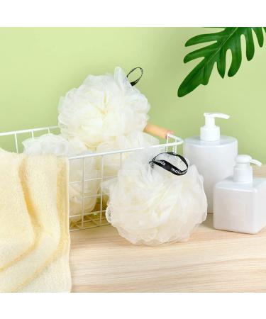 Molanda Shower Loofah Sponge - Exfoliating Mesh Brush Body Scrubber Ball (White) - Pack of 4 - Buy Online on GoSupps.com