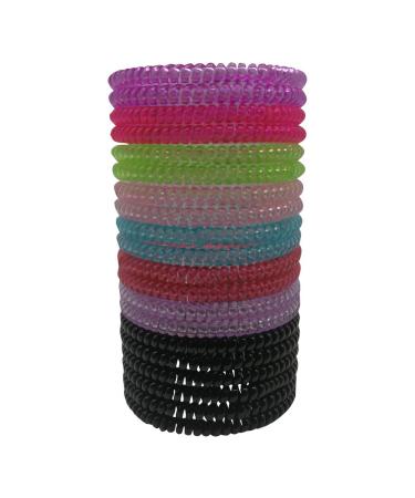 SUNFANI 20 PCS FINE Spiral Hair Ties Plastic Coil Hair Ties Ponytail Holder Phone Cord Hair Ties Elastics Accessories for Women Girl