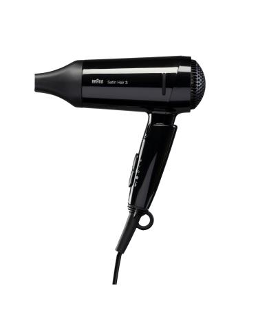 Braun Satin Hair 3 Style&Go hairdryer hairdryer with IonTec and styling nozzle foldable HD350 black 1600W 100-240V