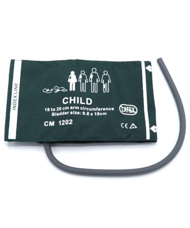 Universal NIBP Cuff for Pediatric Child 18-26 cm Single Tube Reusable Nylon Replacement Blood Pressure Cuff No Connector Child Green Nylon/ Single Tube