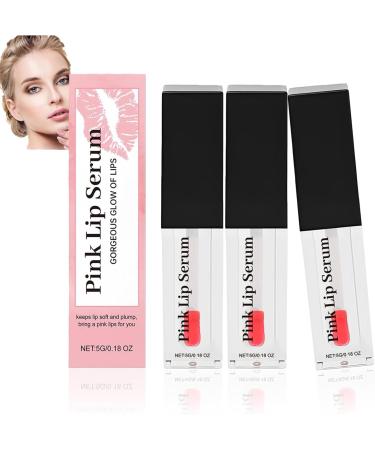 Pink Lip, Pink Lip Oil, Pink Lip Serum Plumper, Color Changing Lip Gloss, Pink Lip Serum Plump Gorgeous Glow Of Lips, Glow Color Changing Lip Oil, Hydrating Lip Stain For Women (Pink, 3PC)