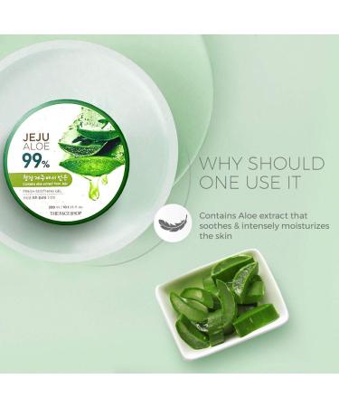 Shop The Face Shop Jeju Aloe Soothing Gel - 99% Aloe Vera Multi-Use Moisturizer for Face & Body Organic Certified 10.1 Fl Oz - International Shipping - Buy Online on GoSupps.com