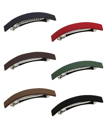 Stylish Curved Hair Claw Clips Barrettes for Women Matte Non Slip French Barrettes Hair Clips Hair Styling Accessories for Women Thick Thin Fine Hair-6 Pack