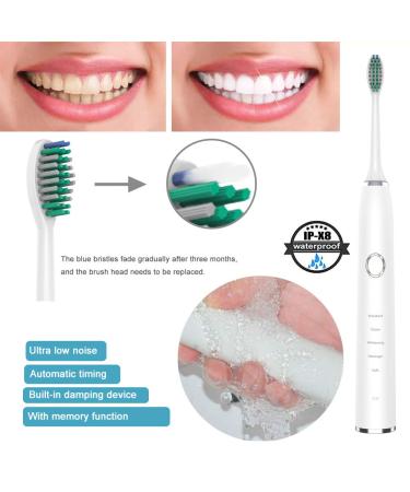 FULLBELL Sonic Electric Toothbrush - Smart Clean Modes Rechargeable Oral Health & Whitening (White - Buy Online on GoSupps.com