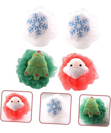 Beaupretty 4pcs Bath Ball & Flower Loofah Set - Snowflake Bath Sponges & Christmas Accessories for Kids - Buy Online on GoSupps.com