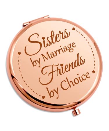 Sister In Law Gifts from Sister Compact Makeup Mirror Wedding Gifts for Women Bride Friend Friendship Gifts for Her Sister Bridesmaid Travel Makeup Mirror Marriage Birthday Gifts Compact Mirror