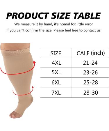 Toe-Free Compression Stockings - Oversize 4-7XL Wide Calf Unisex Knee-High 20-30 mmHg Support Socks - Soft & Comfortable Beige - Buy Online on GoSupps.com