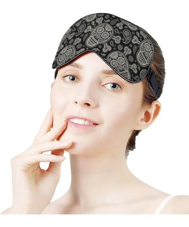 Skulls and Paisley Sleep Mask for Women - Adjustable Eye Shades with Elastic Strap | International Shipping Available - Buy Online on GoSupps.com
