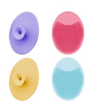 D Face Scrubber 4PCS Facial Cleansing Brush Soft Silicone Facial Exfoliator Scrub Handheld Mat Scrubber Face Wash Brush for Massage Pore Cleansing Blackhead Deep Scrubbing for All Kinds of Skins