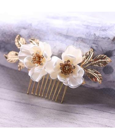 Gold Leaf Bridal Hair Comb - Flower Wedding Hair Piece for Women/Girls - Buy Online on GoSupps.com