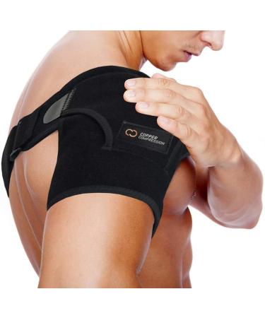 Copper Compression Shoulder Brace - Copper Infused Immobilizer & Support for Torn Rotator Cuff, AC Joint Pain Relief, Dislocation, Arm Stability, Injuries, & Tears - Adjustable Fit for Men & Women One Size (Pack of 1)