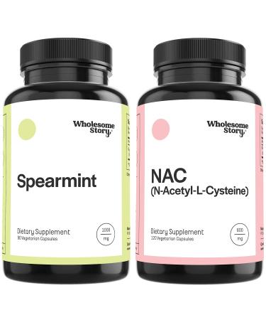 Wholesome Story Organic Spearmint Capsules & NAC Supplement N-Acetyl Cysteine 600 mg | 30 & 120 Day Supply