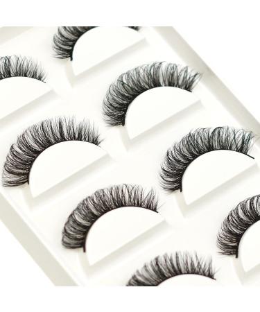 Vivis 5 Pairs False Lashes Russian Eyelashes 3D Strip Natural Short Wispy Thick Fluffy Fake D Curl - 007