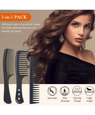 URAQT Hairdressing Combs Set 3 Pack Wide Tooth Combs Heat Resistant Anti-static Carbon Hair Brush Hair Comb for Long Wet or Curly Hair Detangling Wide Tooth Comb Set - Buy Online on GoSupps.com