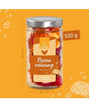  naschlabor Nerve Food XL Gum Shaped in Gift Jar 530 g - The Optimal Nervous Food for Work School or College | Large Rubber Bear Glass for Snacking or Snacking - Buy Online on GoSupps.com