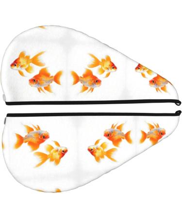 Cute Goldfishes Print Coral Velvet Hair Cap Towel Wrap for Women - Absorbent Drying Solution for Wet Hair Swimming Pool & Tours - Buy Online on GoSupps.com