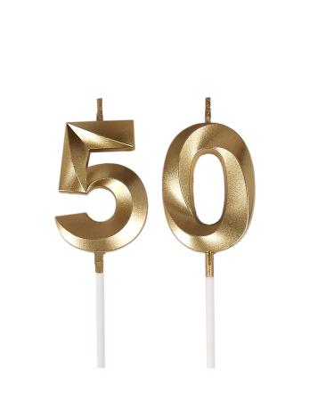 Bailym 50th Birthday Candles,Gold Number 50 Cake Topper for Birthday Decorations Party Decoration - Buy Online on GoSupps.com