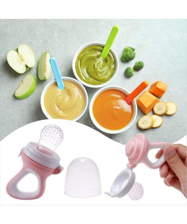 Baby Food Feeder Fresh Food - 2 Pack Fruit Feeder Pacifier Set | Silicone Pacifiers & Teething Toy | Baby Food Dispensing Spoon | Teether Feeding Set (Light Pink) - Buy Online on GoSupps.com