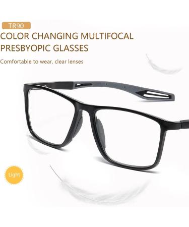 Photochromic Progressive Multifocus Reading Glasses UV400 | Outdoor Sunglasses & Blue Light Blocking Goggles for Men & Women - Black 2.0x - Buy Online on GoSupps.com