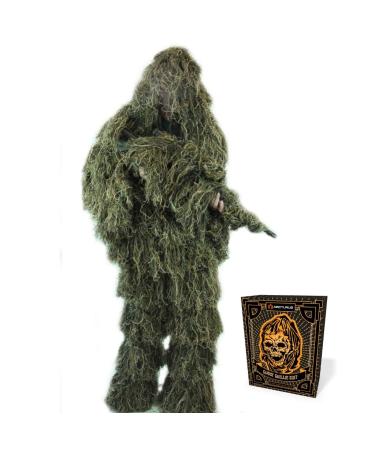 Arcturus Ghost Ghillie Suit & Ponchos for Men | Dense, Double-Stitched Design | Superior Camo Hunting Clothes for Men, Hunters, Military, Sniper Airsoft and Paintball Regular Woodland