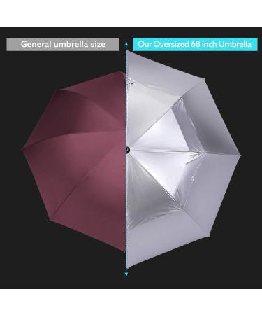 Prospo 68 Golf Umbrella | UV Protection, Extra Large, Auto Open, Windproof - Silver/Black - Buy Online on GoSupps.com