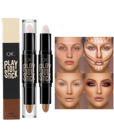 AZLESLOG Dual Cream Contour Stick - Highlight & Contour Bronzer Stick for Face Shaping - Ivory and Dark Coffee Shades - All Skin Types - Buy Online on GoSupps.com