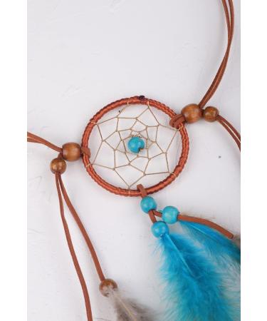 Bohemian Dreamcatcher Feather Headband with Blue and Brown Tassel - Women's Gypsy Headpiece - Buy Online on GoSupps.com