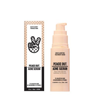 Peace Out Skincare Acne Serum | Daily Multi-Benefit Face Serum with 2% Salicylic Acid to Target Pimples  Zits  Blemishes and Breakouts | For Clearer-Looking Skin (1 fl oz)