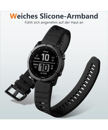 Buy Laffav 22mm QuickFit Silicone Strap for Garmin Fenix 6 Pro/7 Pro/5/Instinct/Epix 2/Forerunner 945 - Durable Replacement Bracelet - Buy Online on GoSupps.com