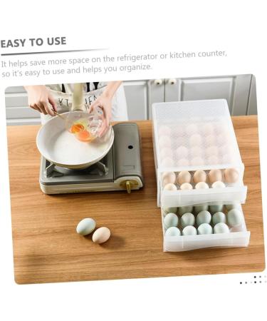 Hohopeti Serving Tray 2pcs Egg Storage Box Containers for Food Drawer Egg Container Kitchen Egg re-usable White 26x34x17cm - Buy Online on GoSupps.com