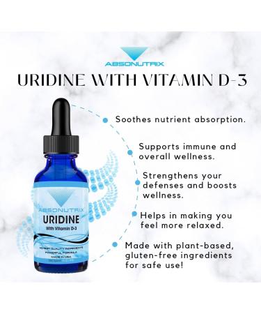 Absonutrix Uridine with Vitamin D-3 343 mg 4 FL OZ Liquid 302 Servings Made in USA Plant-Based Ingredients Gluten-Free - Buy Online on GoSupps.com