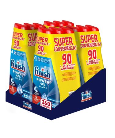 Finish Powergel dishwasher gel liquid multi -purpose fat solving power fresh 360 washes 12 packs for 30 washes.Perfume -free 7.2 l (1 Pack)